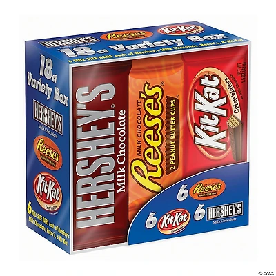 HERSHEY'S Full Size Chocolate Candy Bar Variety Pack (Hershey's, Reese's, Kit Kat) 18 Count