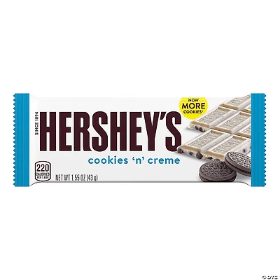 HERSHEY'S Full Size Cookies 'n' Creme Candy Bar, 1.55 oz, 36 Count