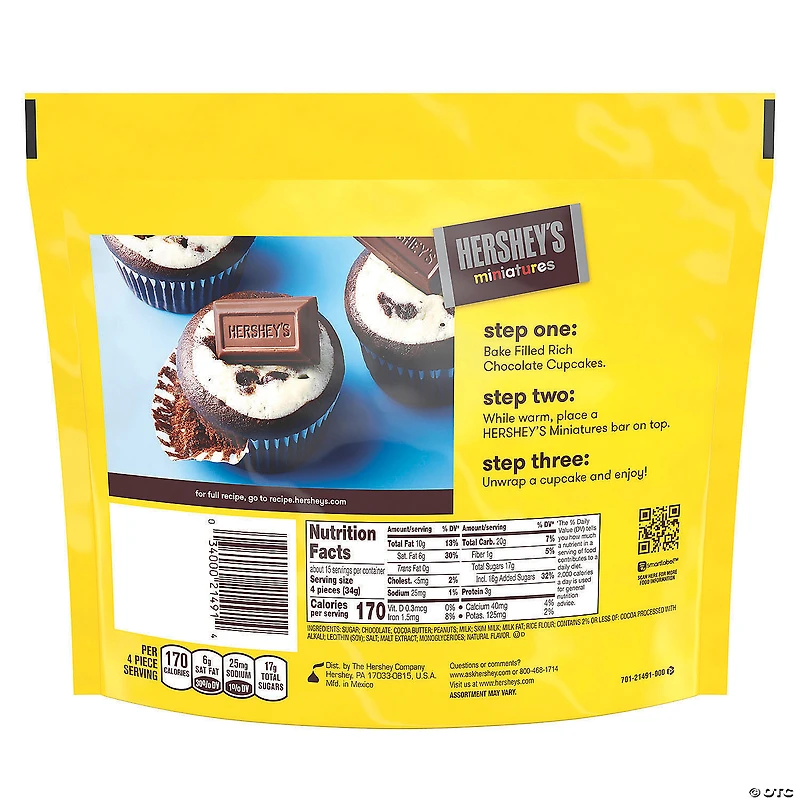 HERSHEY'S Miniatures Chocolate Candy Assortment, Family Size 17.6 oz