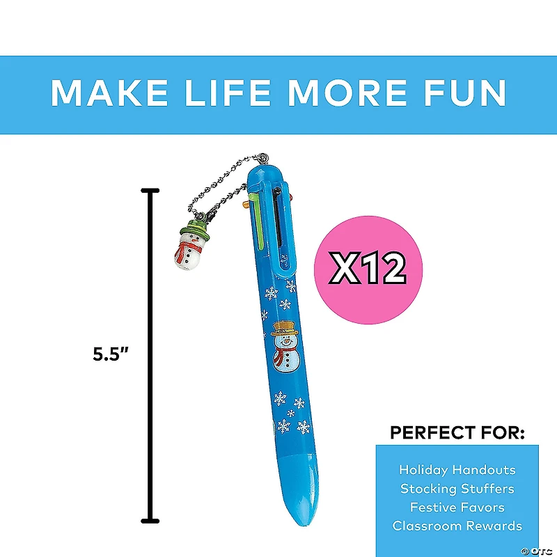 Holiday Shuttle Pens with Snowman Charms - 12 Pc.