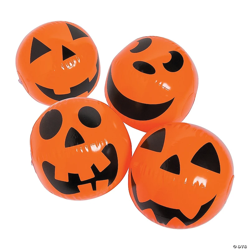 Inflatable 11" Jack-O’-Lantern Medium Beach Balls - 12 Pc.