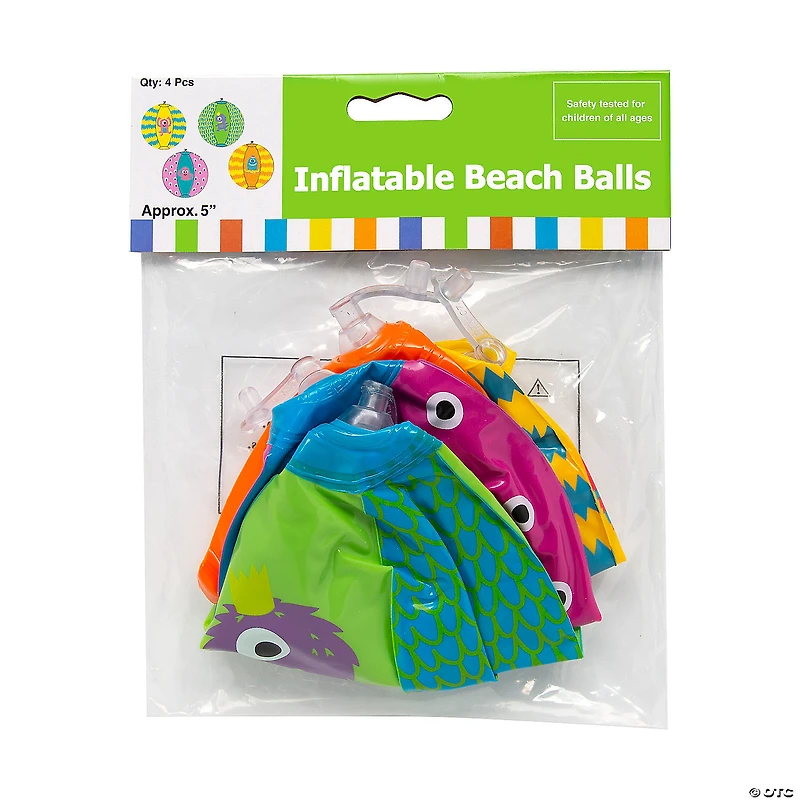 Inflatable 5" Monster Mini Beach Balls - 12 Pc.