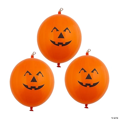 Jack-O’-Lantern Latex Punch Balls - 12 Pc.