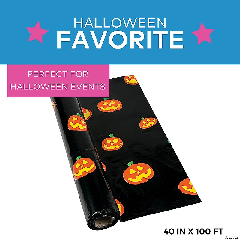 Jack-O’-Lantern Plastic Tablecloth Roll