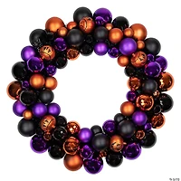 Jack-O-Lantern Shatterproof Ball Ornament Halloween Wreath - 24-Inch  Unlit