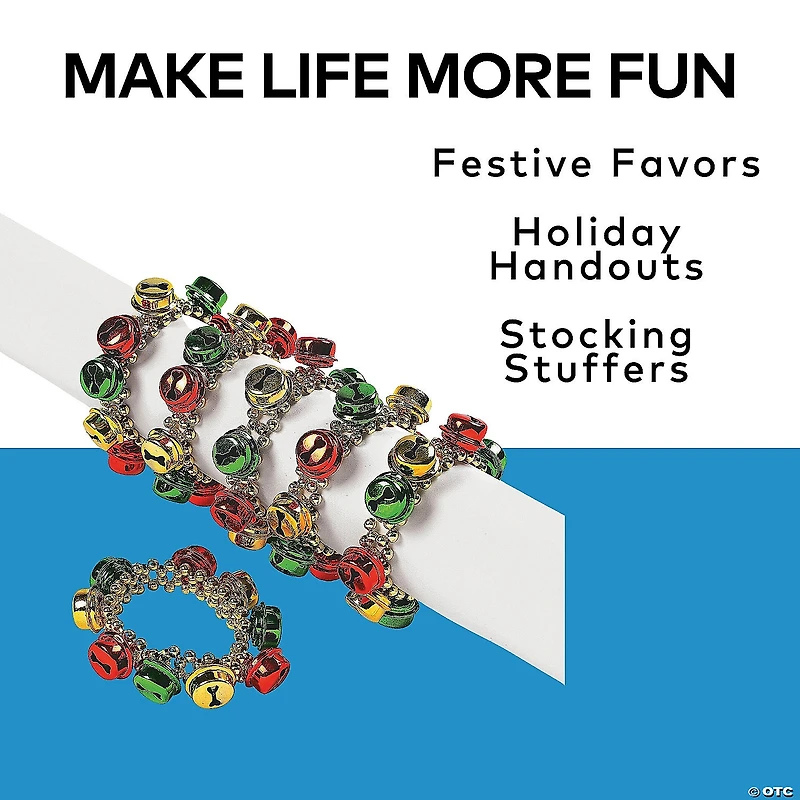 Jingle Bell Beaded Bracelets - 12 Pc.