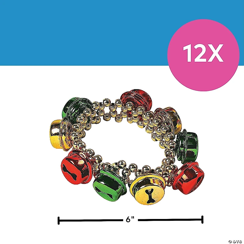 Jingle Bell Beaded Bracelets - 12 Pc.