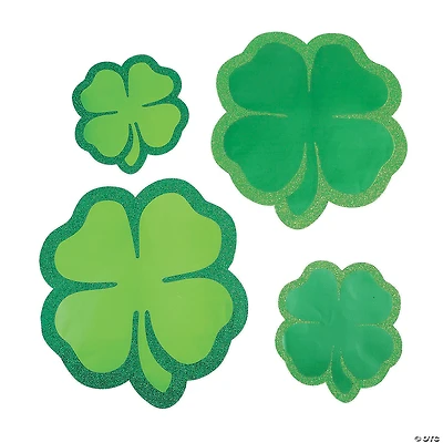 Jumbo Glitter Four-Leaf Clover Cutouts - 6 Pc.