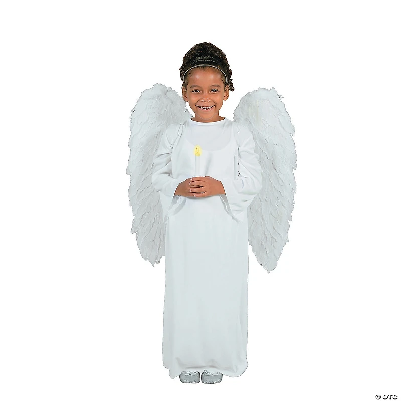 Kid’s Angel Costume with Wings & Candle - Small/Medium