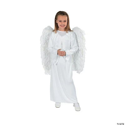 Kid’s Angel Costume with Wings & Candle - Small/Medium