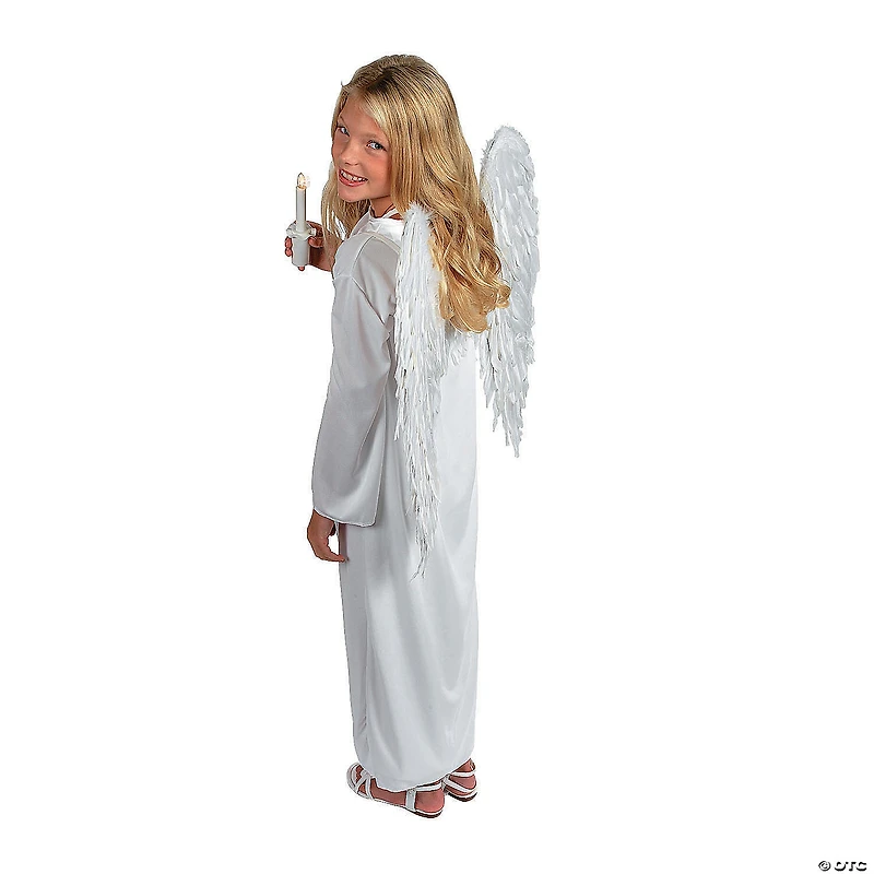 Kids Angel Costume with Wings & Candle - Large/Extra Large