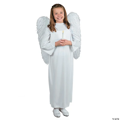 Kids Angel Costume with Wings & Candle - Large/Extra Large