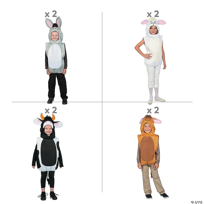 Kids Deluxe Nativity Animal Costume Assortment - 8 Pc.