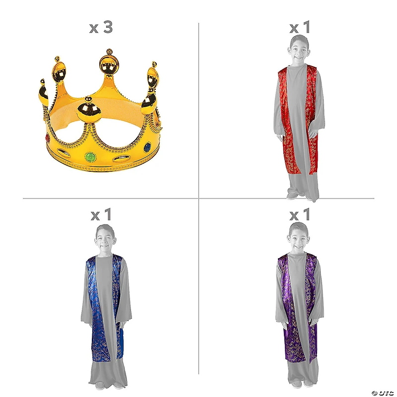 Kids’ Deluxe Wise Men Costumes Kit - Large/Extra Large - 9 Pc.