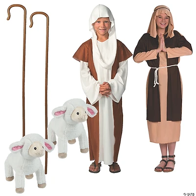 Kids Large Shepherd Nativity Costume Kit with Props for 2