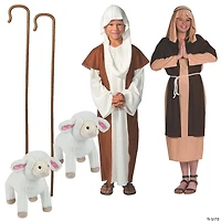 Kids Large Shepherd Nativity Costume Kit with Props for 2
