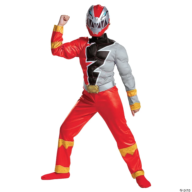 Kids Muscle Power Rangers Dino Fury™ Red Ranger Jumpsuit Costume - Large 10-12