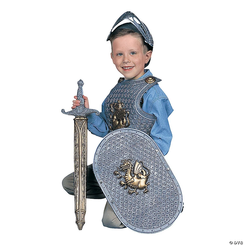 Kids Plastic Armor, Shield, Helmet & Sword Knight Set - 5 Pc.