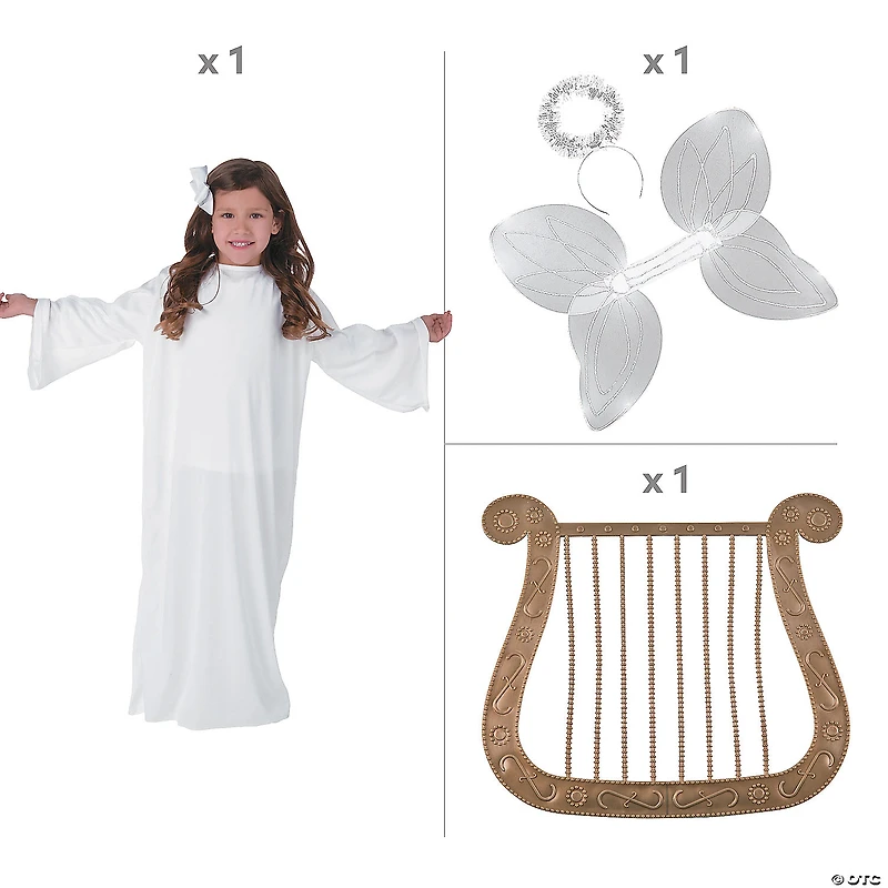 Kids’ S/M White Angel Gown with Harp