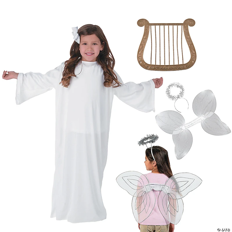 Kids’ S/M White Angel Gown with Harp