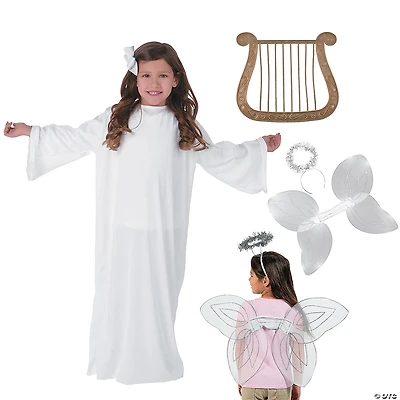 Kids’ S/M White Angel Gown with Harp