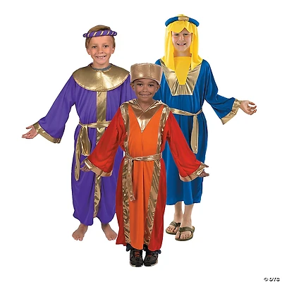 Kids Three Kings Red, Blue & Purple Nativity Costume Set