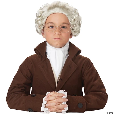 Kids White Colonial Peruke Wig