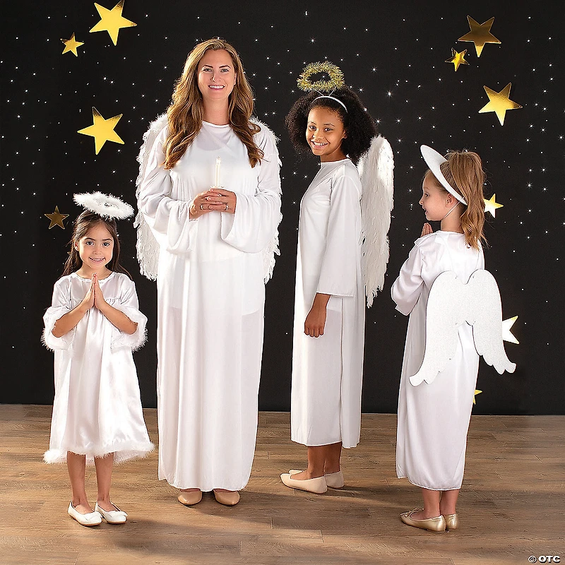 Kids White Nativity Angel Gown - Large/Extra Large 10-14