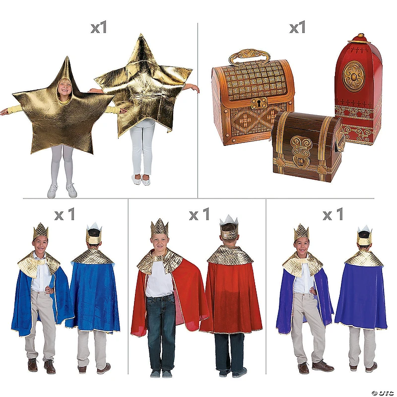 Kids Wise Men Costume Kit with Gift Props - 7 Pc.