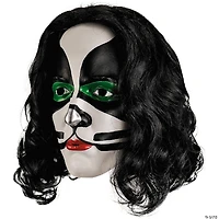 KISS Deluxe The Catman Overhead Plastic Mask with Wig - One Size