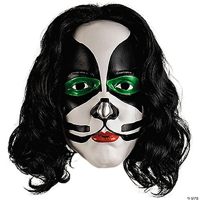 KISS Deluxe The Catman Overhead Plastic Mask with Wig - One Size