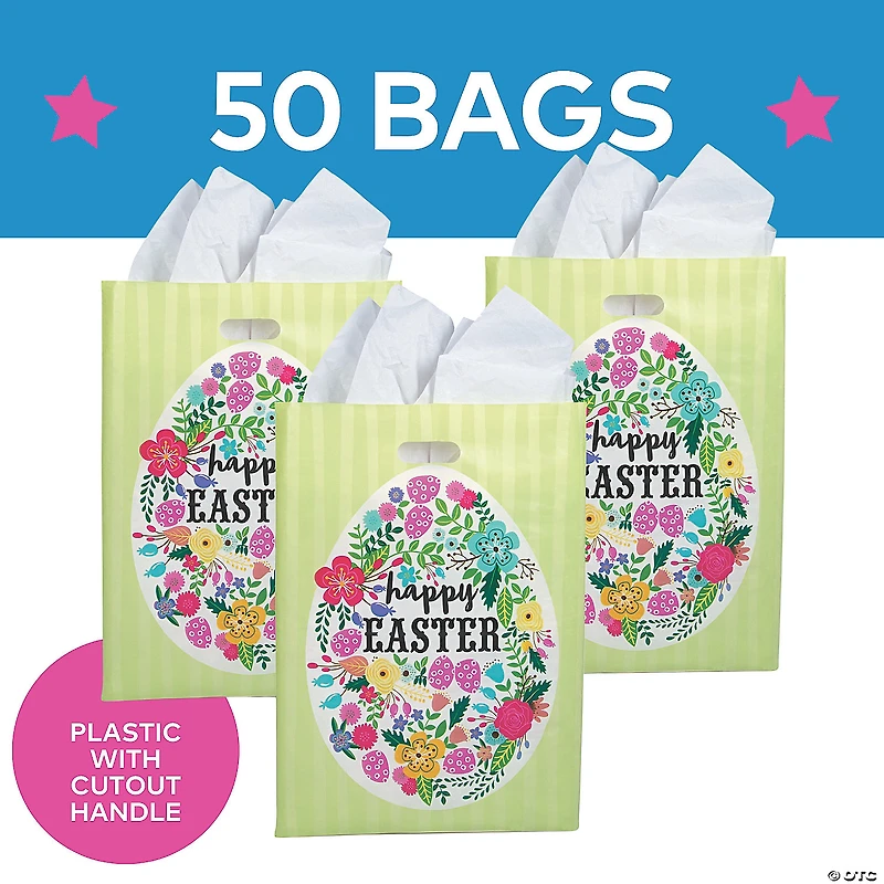Large Easter Plastic Goody Bags - 50 Pc.