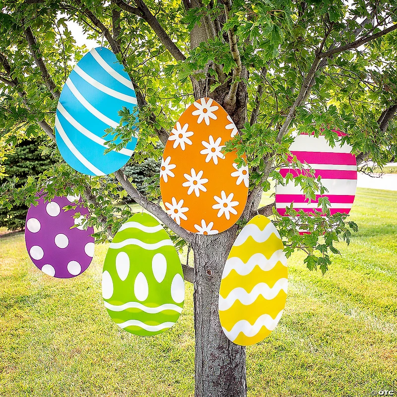 Large Hanging Easter Egg Decorations - 6 Pc.