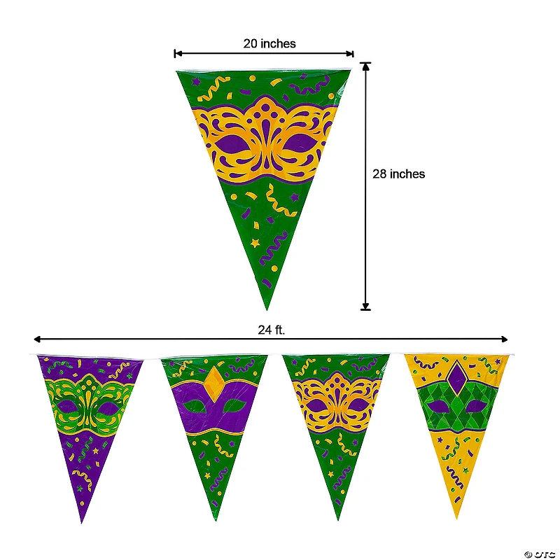 Large Mardi Gras Mask Pennant Banner