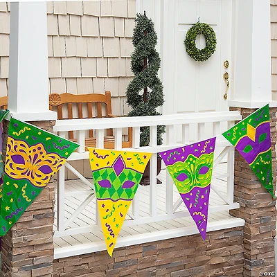 Large Mardi Gras Mask Pennant Banner