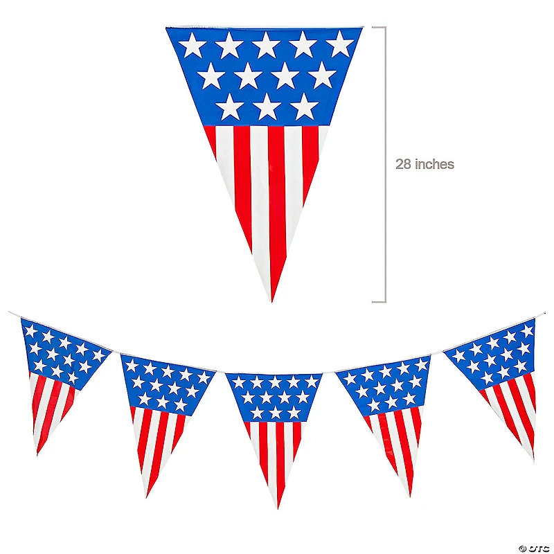 Large Patriotic Plastic Pennant Banner