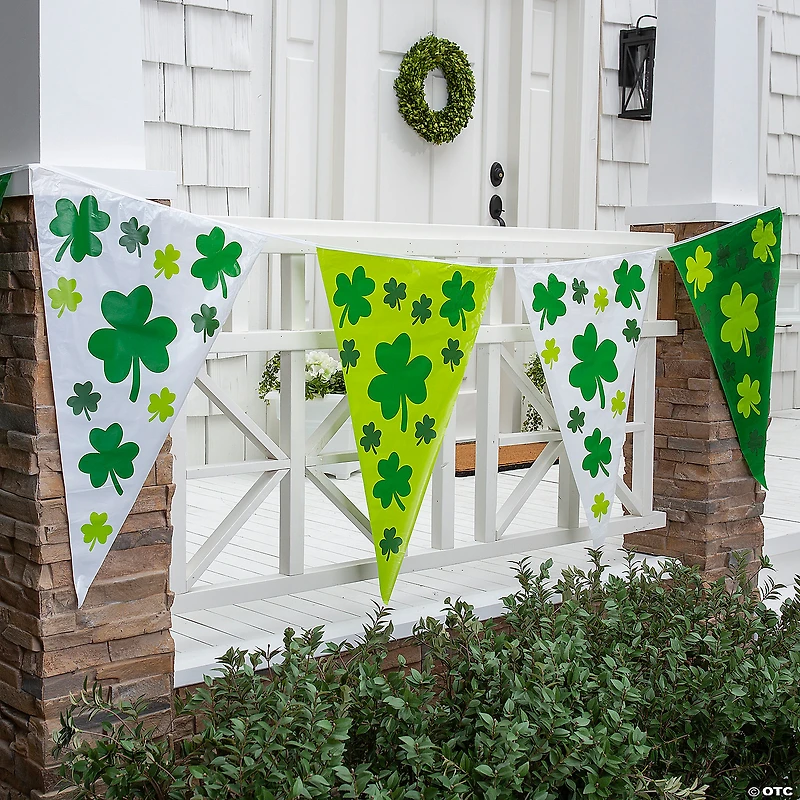 Large St. Patrick’s Day Clovers Plastic Pennant Banner