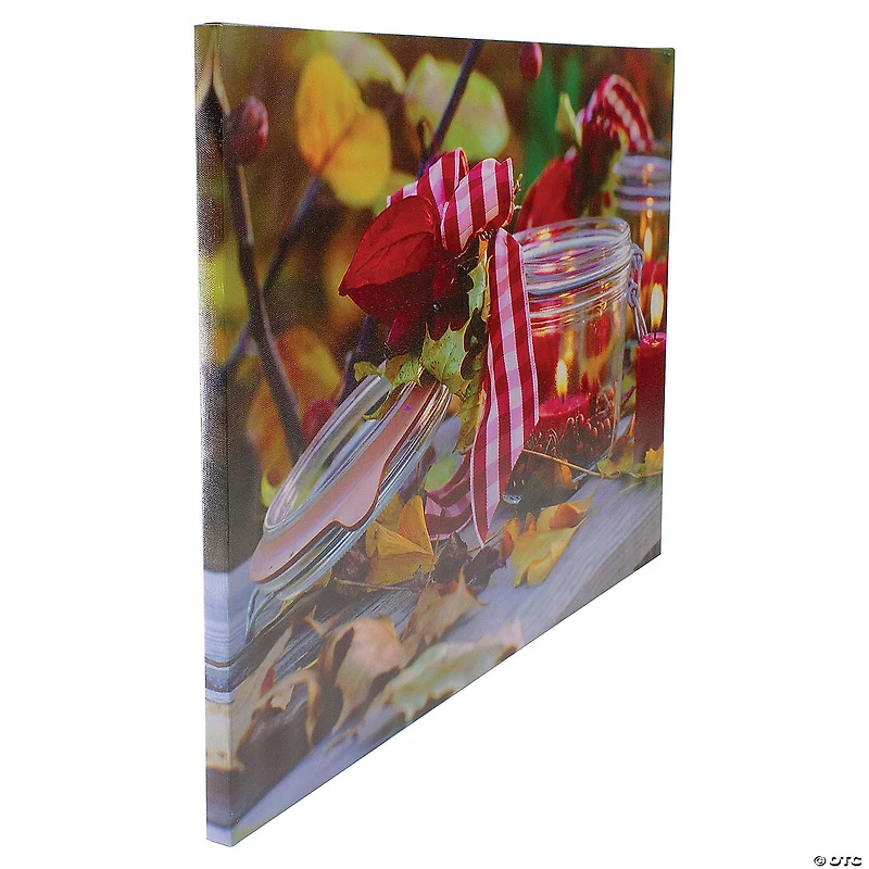 LED Lighted Fall Tree Archway with Lanterns Canvas 24" x 16" Wall Art