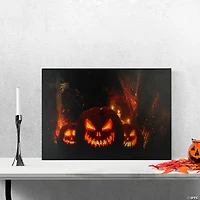 LED Lighted Jack-O-Lanterns in a Cemetery Halloween Canvas Wall Art 23.5" x 15.5"
