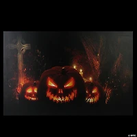 LED Lighted Jack-O-Lanterns in a Cemetery Halloween Canvas Wall Art 23.5" x 15.5"