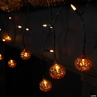 LED Lighted Pumpkin Halloween Curtain Icicle Lights - Orange - 5.25' Black Wire - 25ct