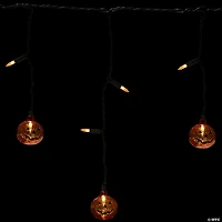 LED Lighted Pumpkin Halloween Curtain Icicle Lights - Orange - 5.25' Black Wire - 25ct