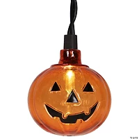 LED Lighted Pumpkin Halloween Curtain Icicle Lights - Orange - 5.25' Black Wire - 25ct