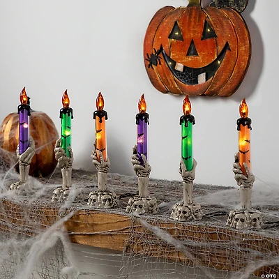 LED Lighted Skeleton Candle Halloween Decorations - 8.5" - Set of 6