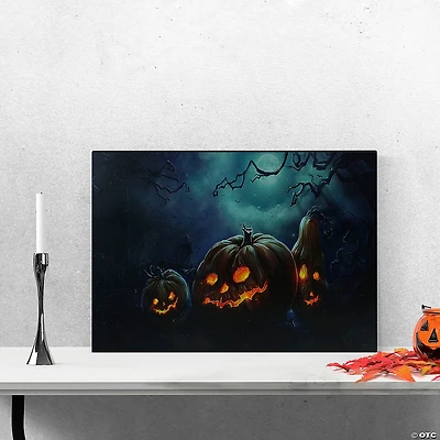 LED Lighted Spooky Halloween Jack-O-Lanterns Canvas Wall Art 23.5"  x 15.75"