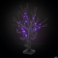 Light-Up Black Tree Halloween Tabletop Decoration with Bats