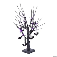 Light-Up Black Tree Halloween Tabletop Decoration with Bats