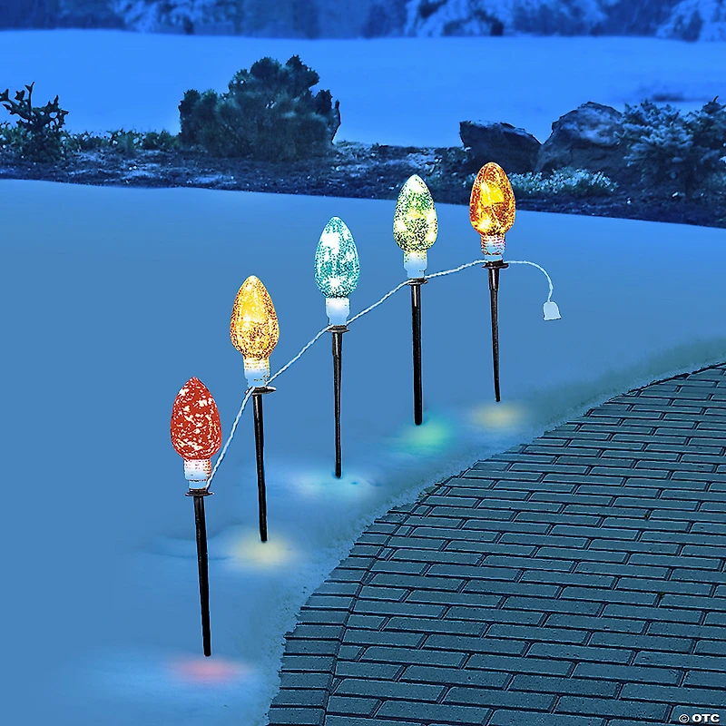 Light-Up Christmas Bulb Yard Stakes - 5 Pc.
