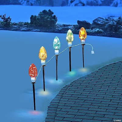 Light-Up Christmas Bulb Yard Stakes - 5 Pc.