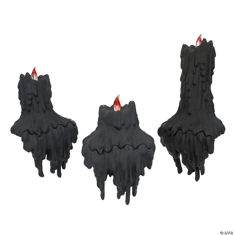 Light-Up LED Melting Black Plastic Candles Halloween Decoration